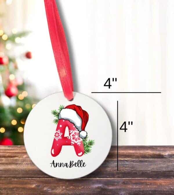 Personalized Name Ornament with Santa Hat - Image 2