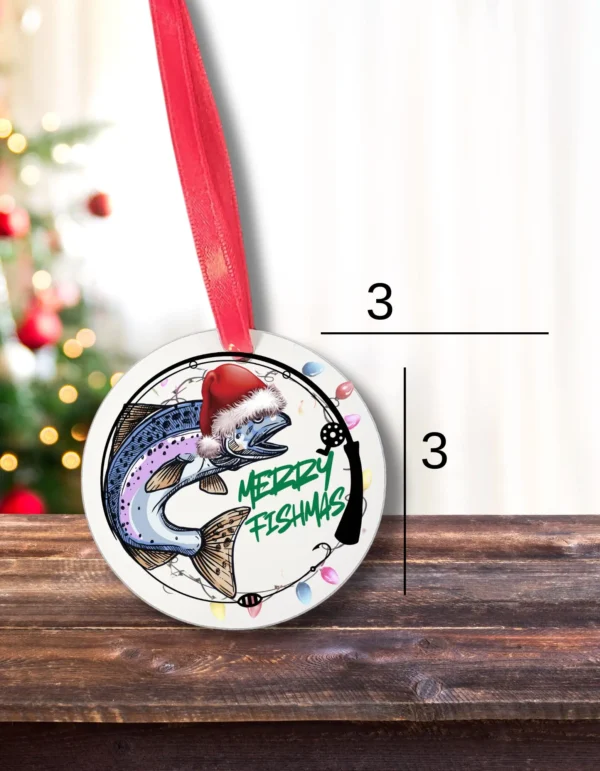 Personalized "Merry Fishmas" Fishing Ornament – Custom Rainbow Trout Christmas Gift for Dad, Grandpa, or Outdoorsman - Image 5