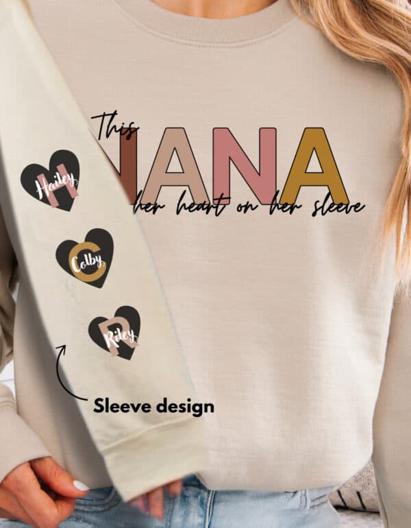 Customizeable Heart on Her Sleeve| Gildan Crewneck - Image 2