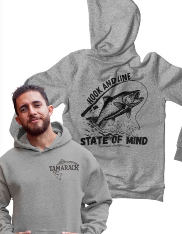 Hook and Line State Of Mind| Hooded Sweatshirt| Sport Grey - Image 4