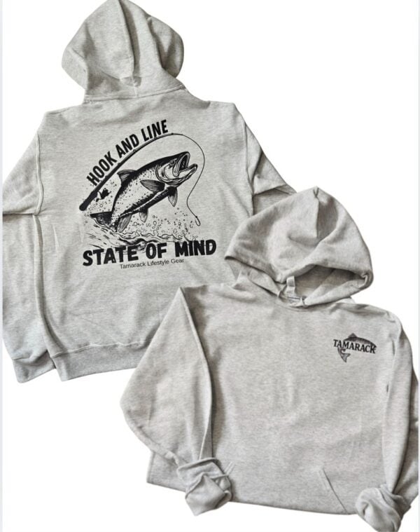 Hook and Line State Of Mind| Hooded Sweatshirt| Sport Grey
