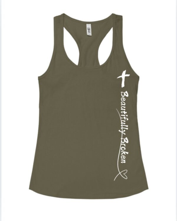 Beautifully Broken Minimalist| Racerback Tank| Military Green