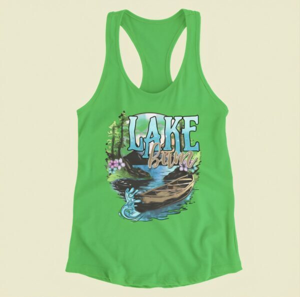 Lake Bum| Next Level Racerback Tank| Kelly Green