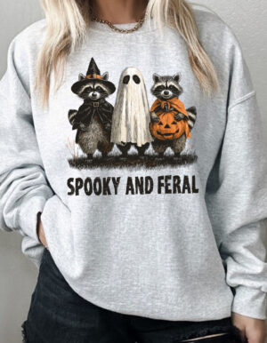 Pre-order Spooky and Feral| Crewneck Sweatshirt| Ash