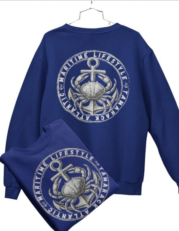 Maritime Lifestyle Crab Logo| Crewneck Sweatshirt| Royal Blue