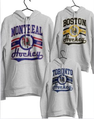 Vintage Print Hockey| Hooded Sweatshirt| Sport Grey