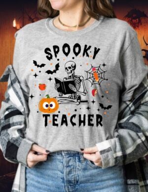 Pre-Order Spooky Teacher Skeleton| Gildan Tee| Sport Grey