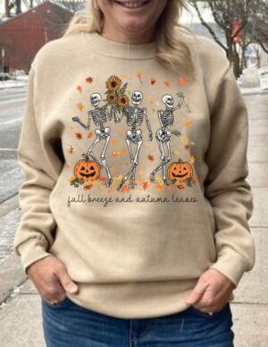 Pre-Order-Fall Breeze Skeletons| Crewneck Sweatshirt| Sand