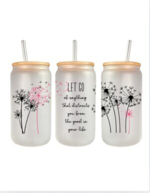Let Go| 16 Oz Glass Can With Steel Straw
