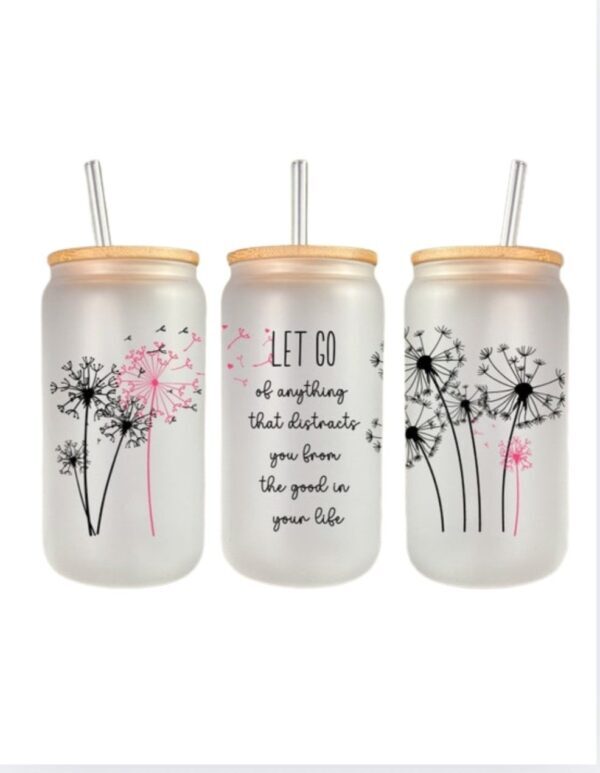 Let Go| 16 Oz Glass Can With Steel Straw