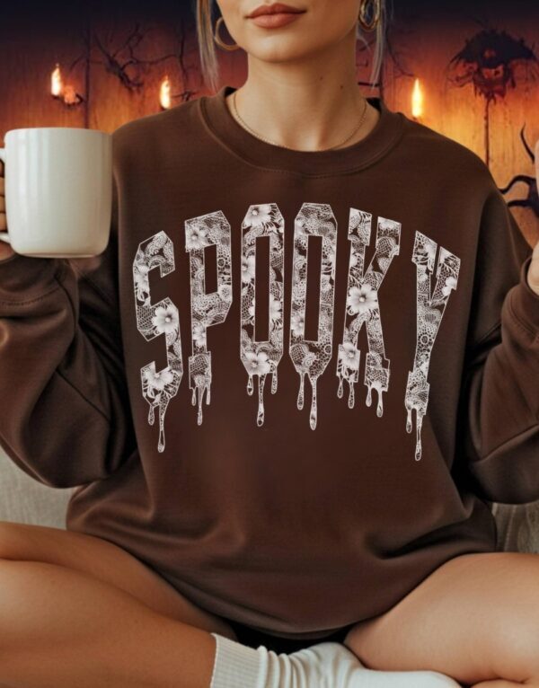 Pre-Order-Spooky Lace| Crewneck Sweatshirt| Dark Chocolate