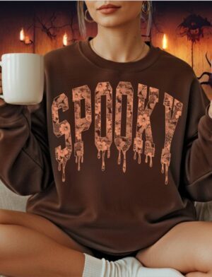 Pre-Order-Orange Lace Spooky| Crewneck Sweatshirt| Dark Chocolate