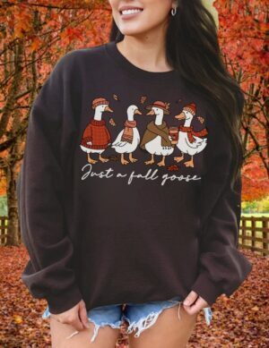 Pre-Order-Just A Fall Goose| Crewneck Sweatshirt| Dark Chocolate