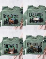 Custom provincial crewneck sweatshirt with personalized city and province text – Cozy East Coast Canadian apparel" Northern Lights.