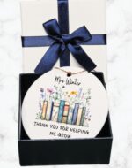 Customizable Teacher Book Keepsake Ornament – Personalized Educator Gift