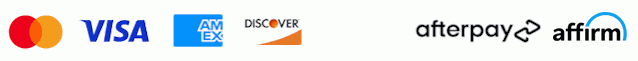 Accepted payment methods: Visa, Mastercard, Amex, Discover, Afterpay, Affirm