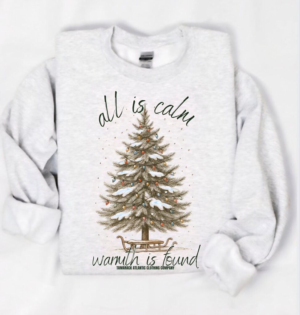 2025/10/1000120806-scaled.jpg All is calm christmas comfort crewneck. the original comofort brand with vintage christmas tree.