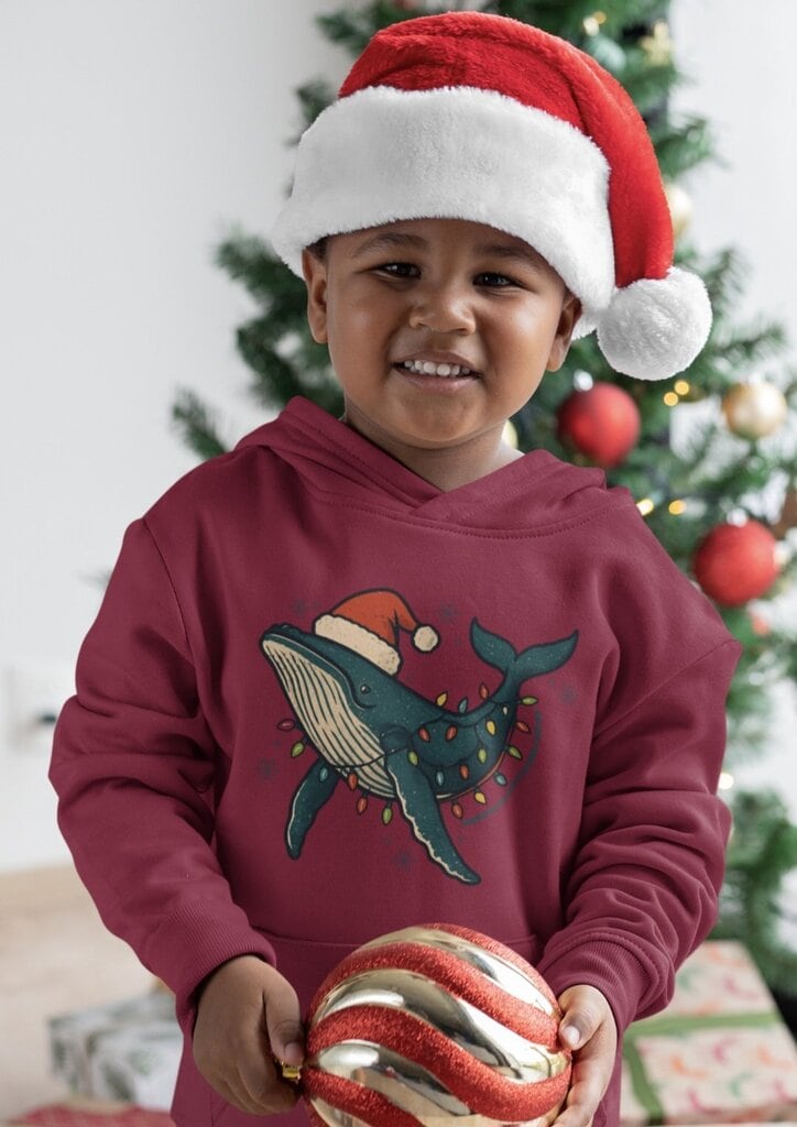 2025/10/1000121362.jpg Youth Christmas Whale Hoodie - Image 1