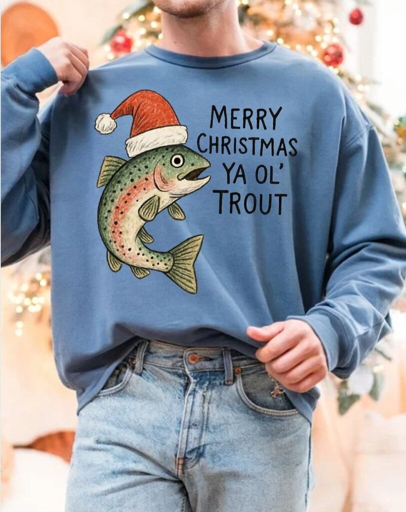 2025/11/1000121624.jpg Christmas Trout Crewneck - Image 1