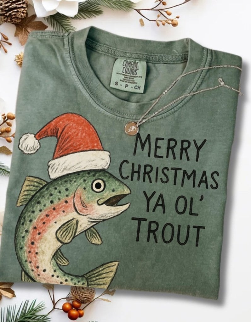 2025/11/1000121628.jpg Christmas Trout Tee - Image 1