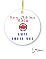 Ceramic AMFA Text Christmas Ornament