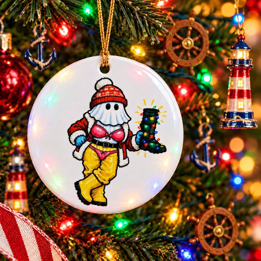 Mummer Christmas Boot Ceramic Ornament