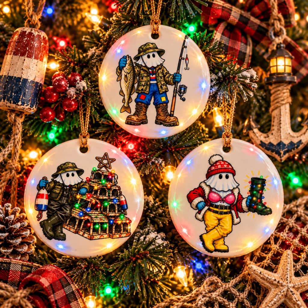 Coastal Mummers Set Of 3 Ceramic Ornaments